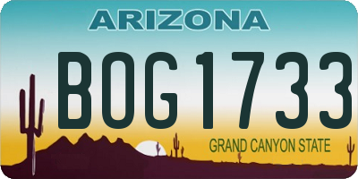 AZ license plate BOG1733