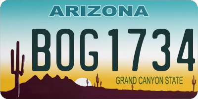 AZ license plate BOG1734