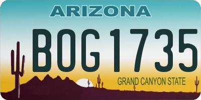 AZ license plate BOG1735