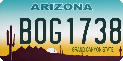 AZ license plate BOG1738