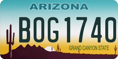 AZ license plate BOG1740