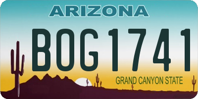 AZ license plate BOG1741