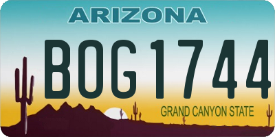 AZ license plate BOG1744