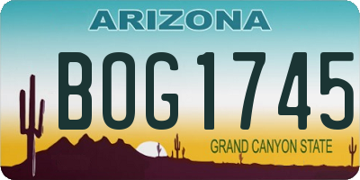 AZ license plate BOG1745