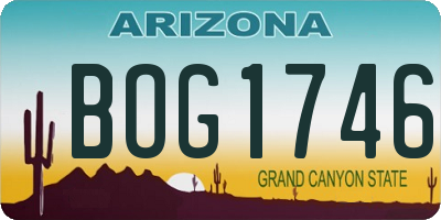 AZ license plate BOG1746