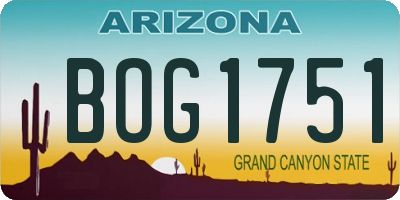 AZ license plate BOG1751