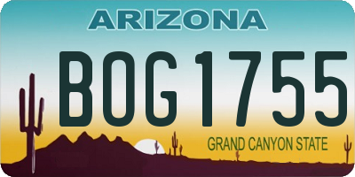 AZ license plate BOG1755