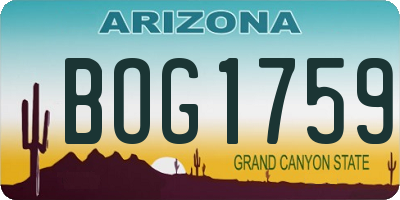 AZ license plate BOG1759