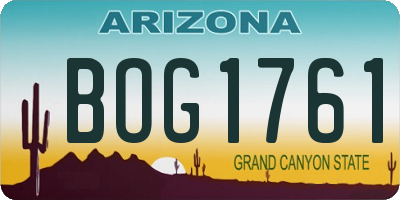 AZ license plate BOG1761