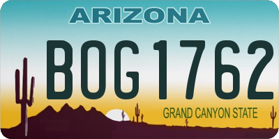 AZ license plate BOG1762