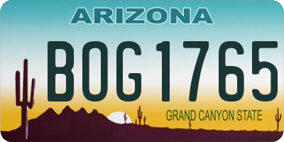 AZ license plate BOG1765