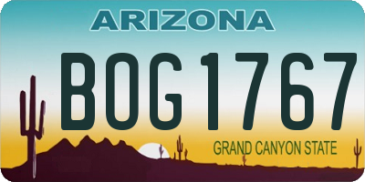 AZ license plate BOG1767