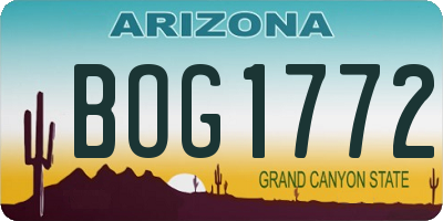 AZ license plate BOG1772