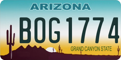 AZ license plate BOG1774