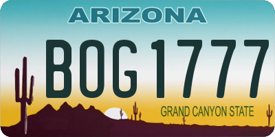 AZ license plate BOG1777