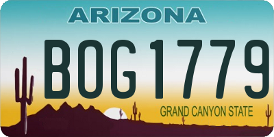AZ license plate BOG1779