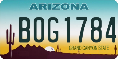 AZ license plate BOG1784