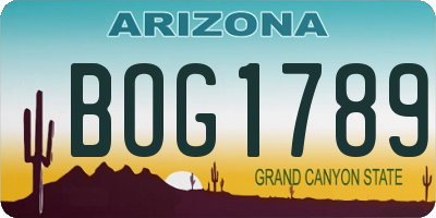 AZ license plate BOG1789