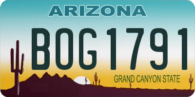 AZ license plate BOG1791