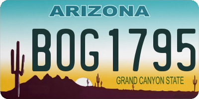 AZ license plate BOG1795