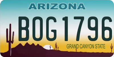 AZ license plate BOG1796