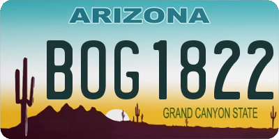 AZ license plate BOG1822