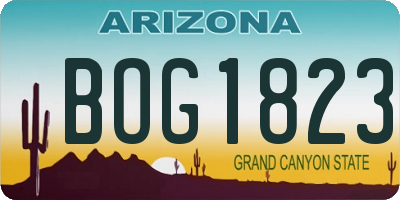 AZ license plate BOG1823
