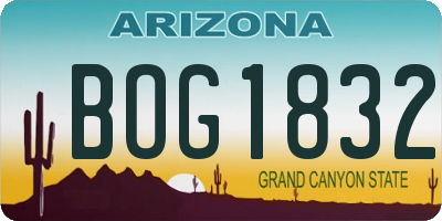 AZ license plate BOG1832