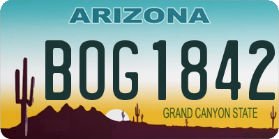 AZ license plate BOG1842