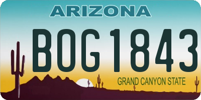 AZ license plate BOG1843