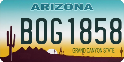 AZ license plate BOG1858