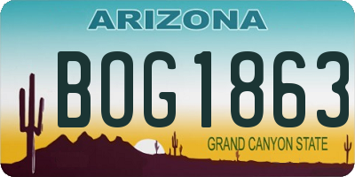 AZ license plate BOG1863