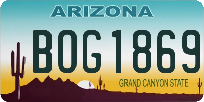 AZ license plate BOG1869