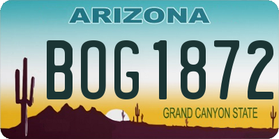AZ license plate BOG1872