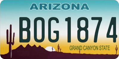 AZ license plate BOG1874