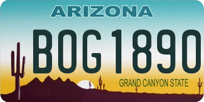 AZ license plate BOG1890