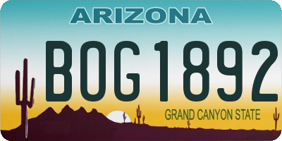 AZ license plate BOG1892