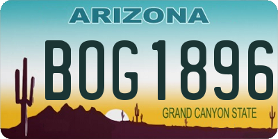 AZ license plate BOG1896