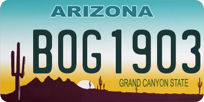AZ license plate BOG1903