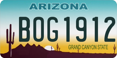 AZ license plate BOG1912