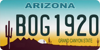 AZ license plate BOG1920