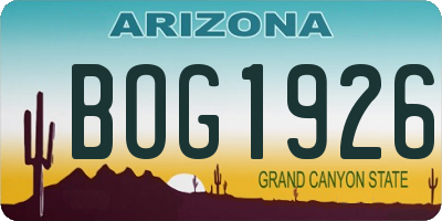 AZ license plate BOG1926