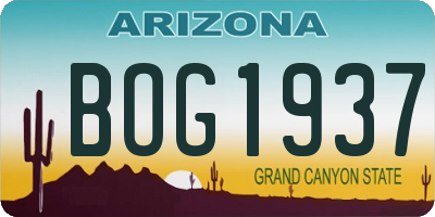 AZ license plate BOG1937