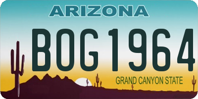 AZ license plate BOG1964