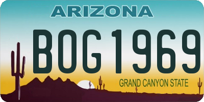 AZ license plate BOG1969
