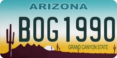 AZ license plate BOG1990