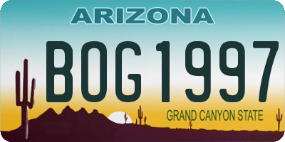 AZ license plate BOG1997