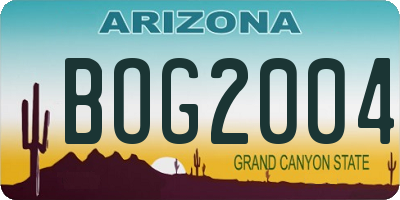 AZ license plate BOG2004
