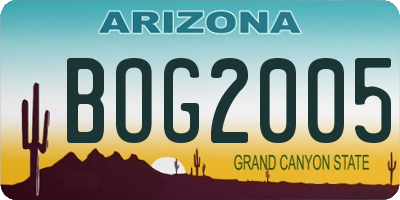 AZ license plate BOG2005
