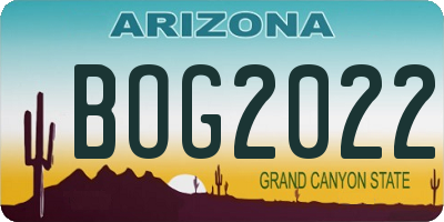 AZ license plate BOG2022